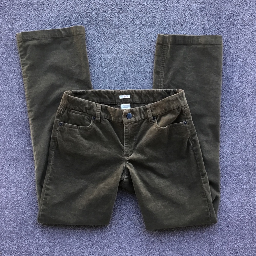 J. Crew Factory Mid-Rise Olive Green Bootcut Cords - Picture 1 of 3